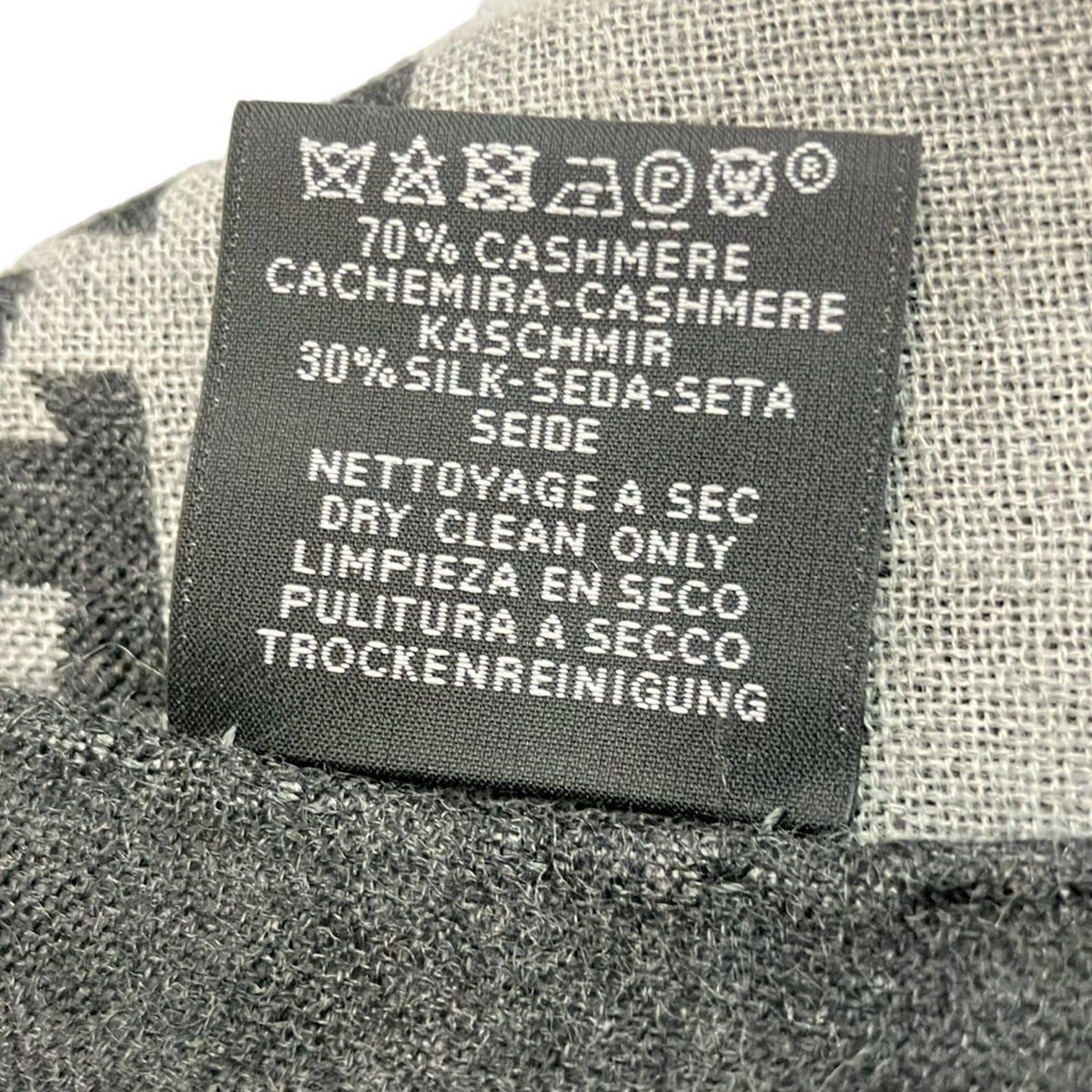  HERMES エルメス ストール ショール - ライトグレー×ダークグレー フリンジ カシミヤ シルク ストール ショール 小物