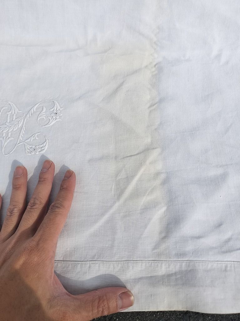 希少 フランスアンティーク 未漂白リネンシーツ 大判一枚布3x2m 熱湯洗濯済 b1602s.jpg