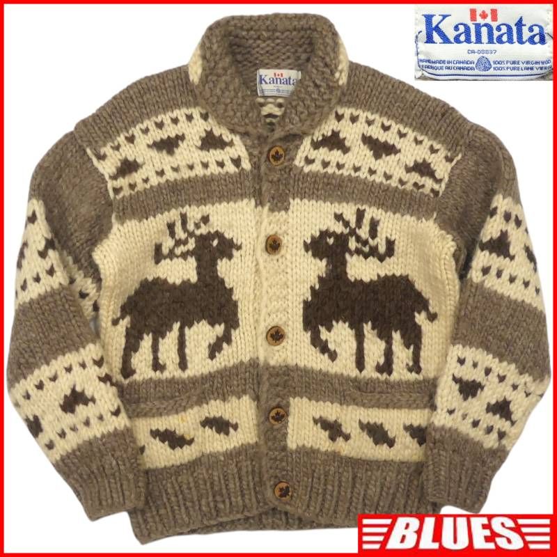 カウチンセーター kanata ニット L カナダ製 カナタ ウール 茶