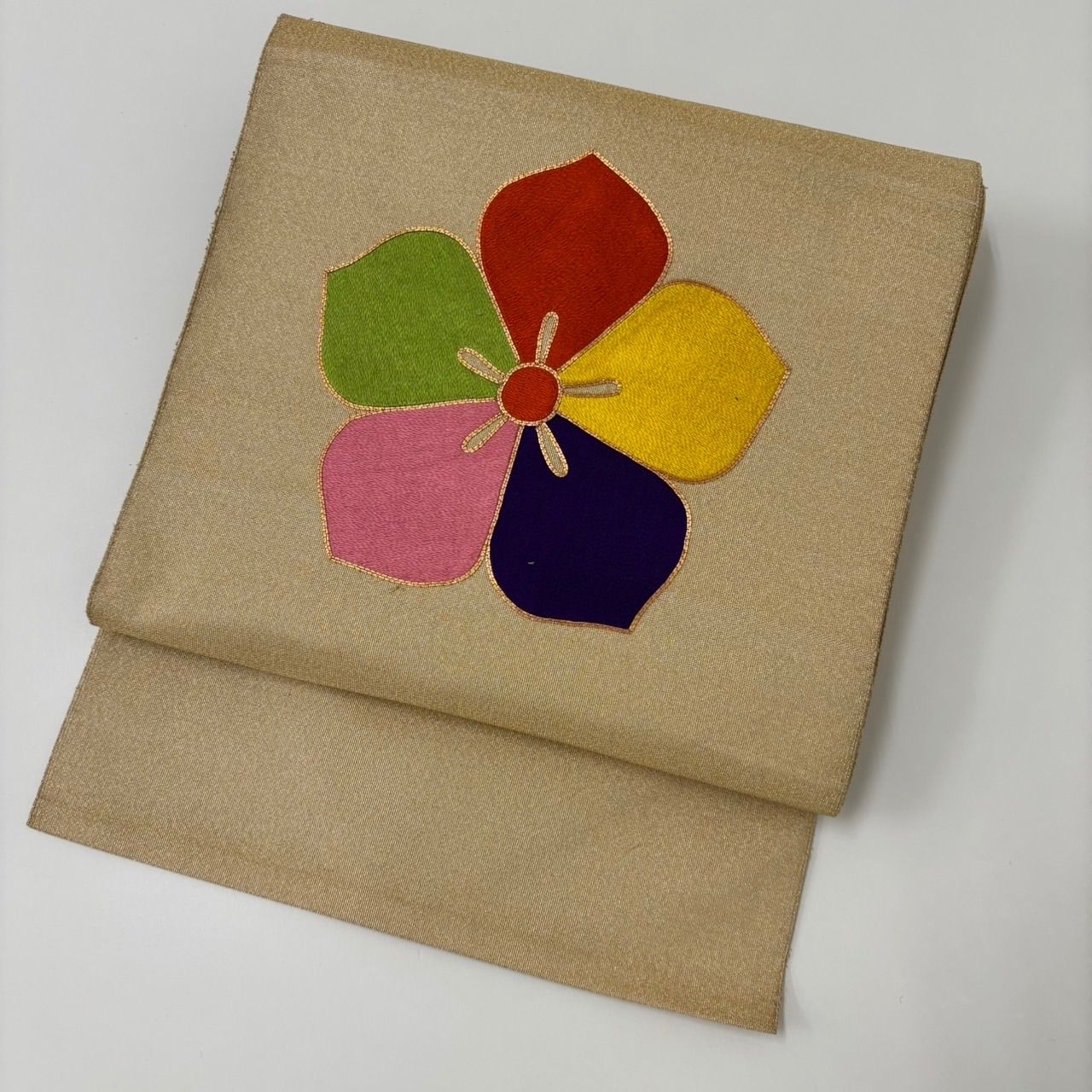 名古屋帯 高級綴れ 金駒刺繍の花 八寸 正絹 MA-1455 - メルカリ