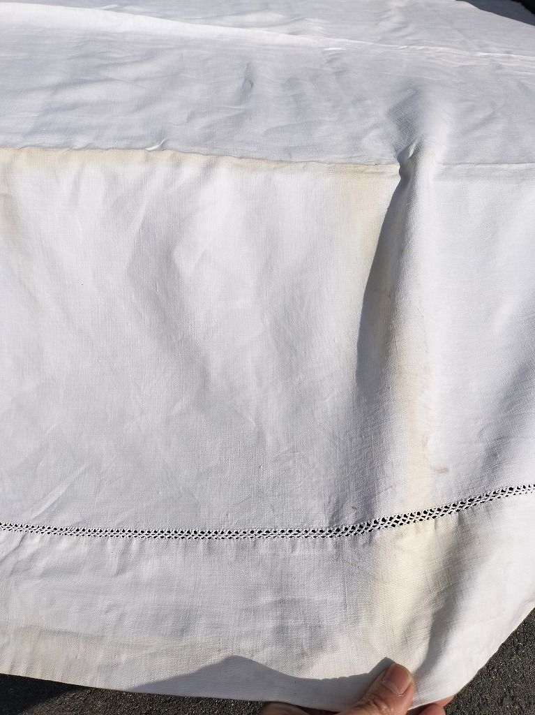 honey bee様 専用フランス 良い アンティーク リネン 無地 シーツ 刺繍
