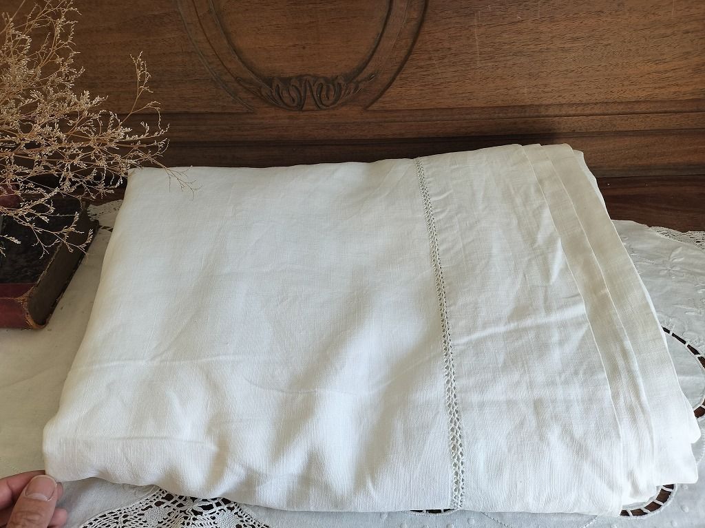 honey bee様 専用フランス 良い アンティーク リネン 無地 シーツ 刺繍