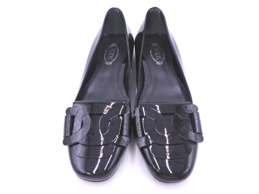 美品 TOD'S トッズ エナメル チェーン フラット パンプス size34