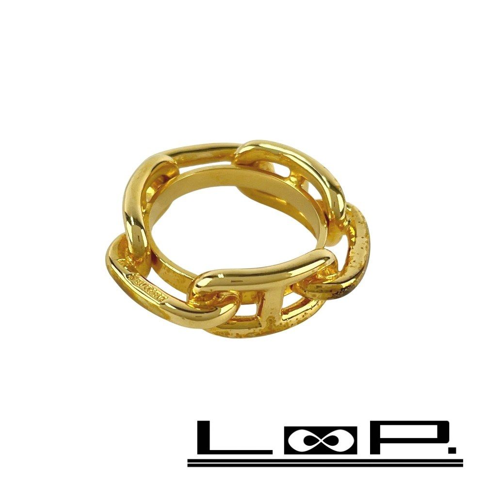 □美品□ エルメス シェーヌダンクル スカーフ リング アクセサリー GP