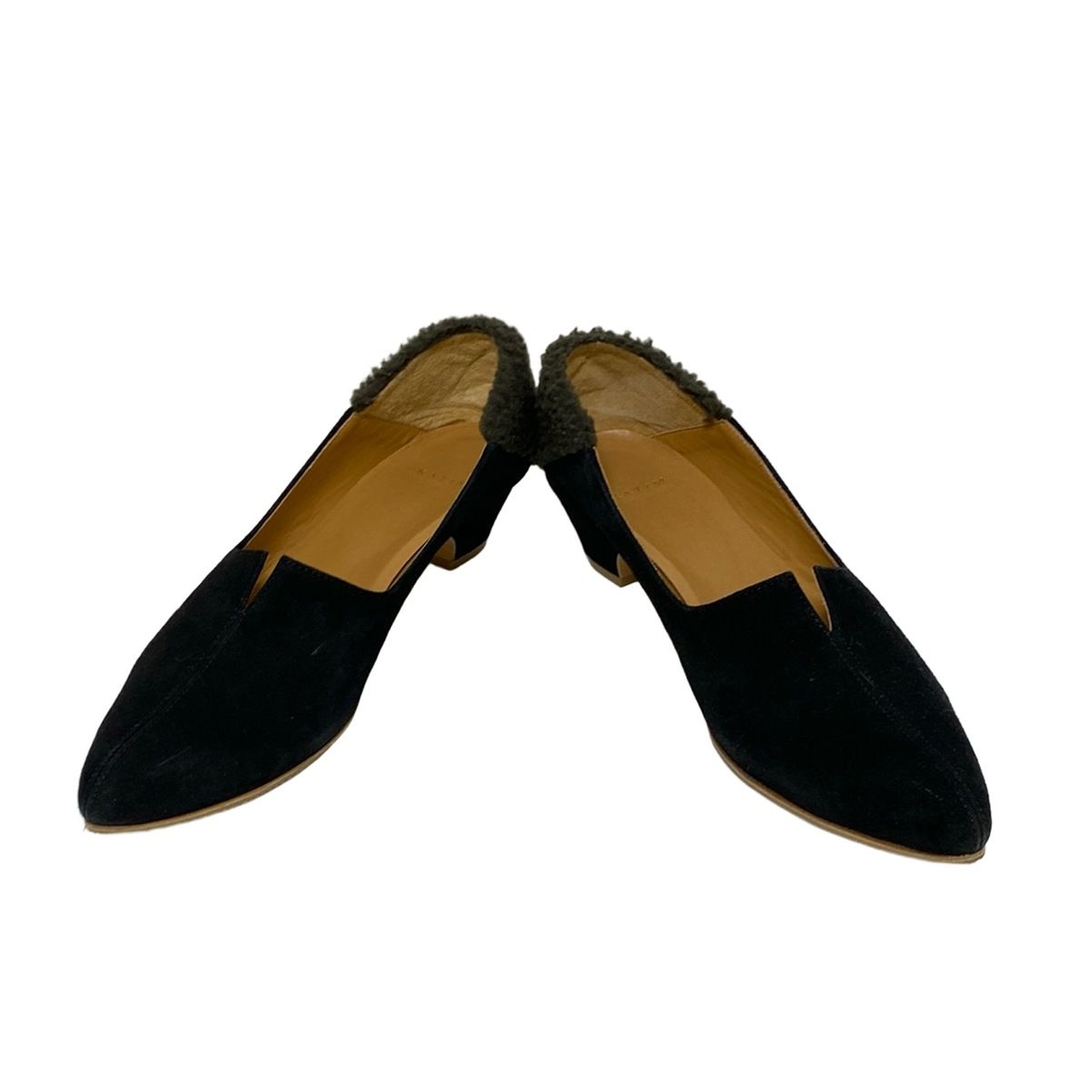 KATIM カティム パンプス 37 1 2 レディース - 黒×カーキ アウトソール張替済 ムートン