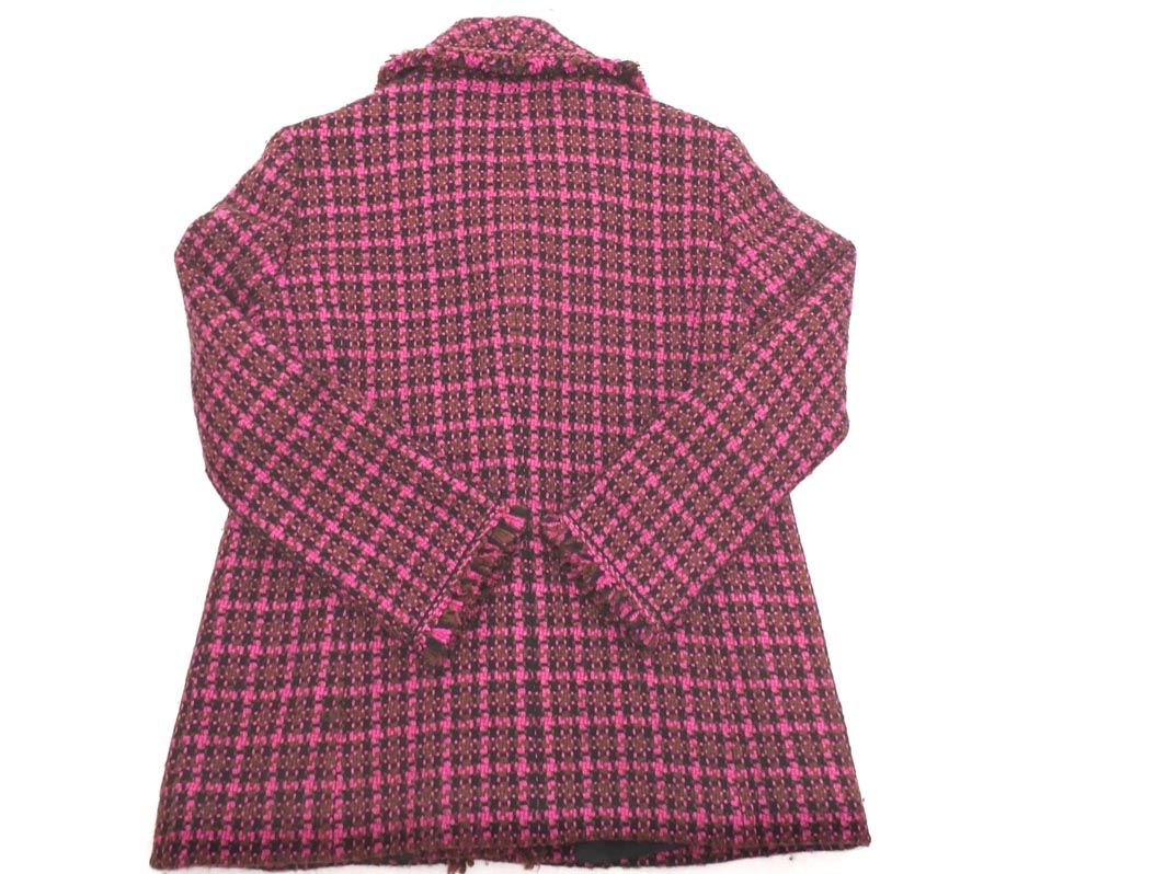 Leilian レリアン ウール100% ツイード ジャケット size9/黒xピンク