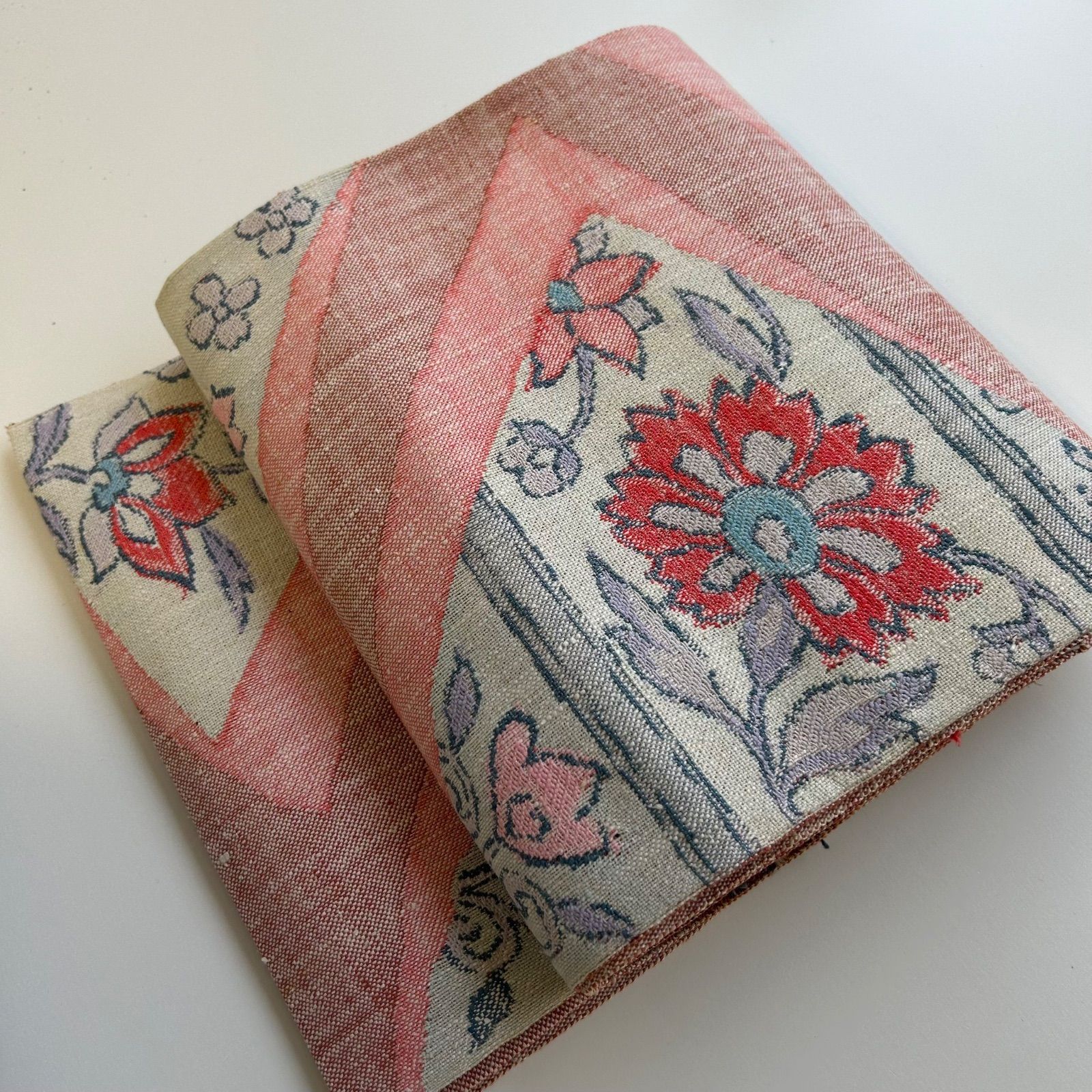 真綿紬 名古屋帯 正絹 織柄の花 八寸 MA-1436 - メルカリ