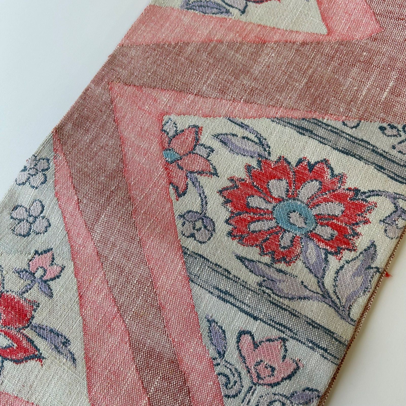 真綿紬 名古屋帯 正絹 織柄の花 八寸 MA-1436 - メルカリ