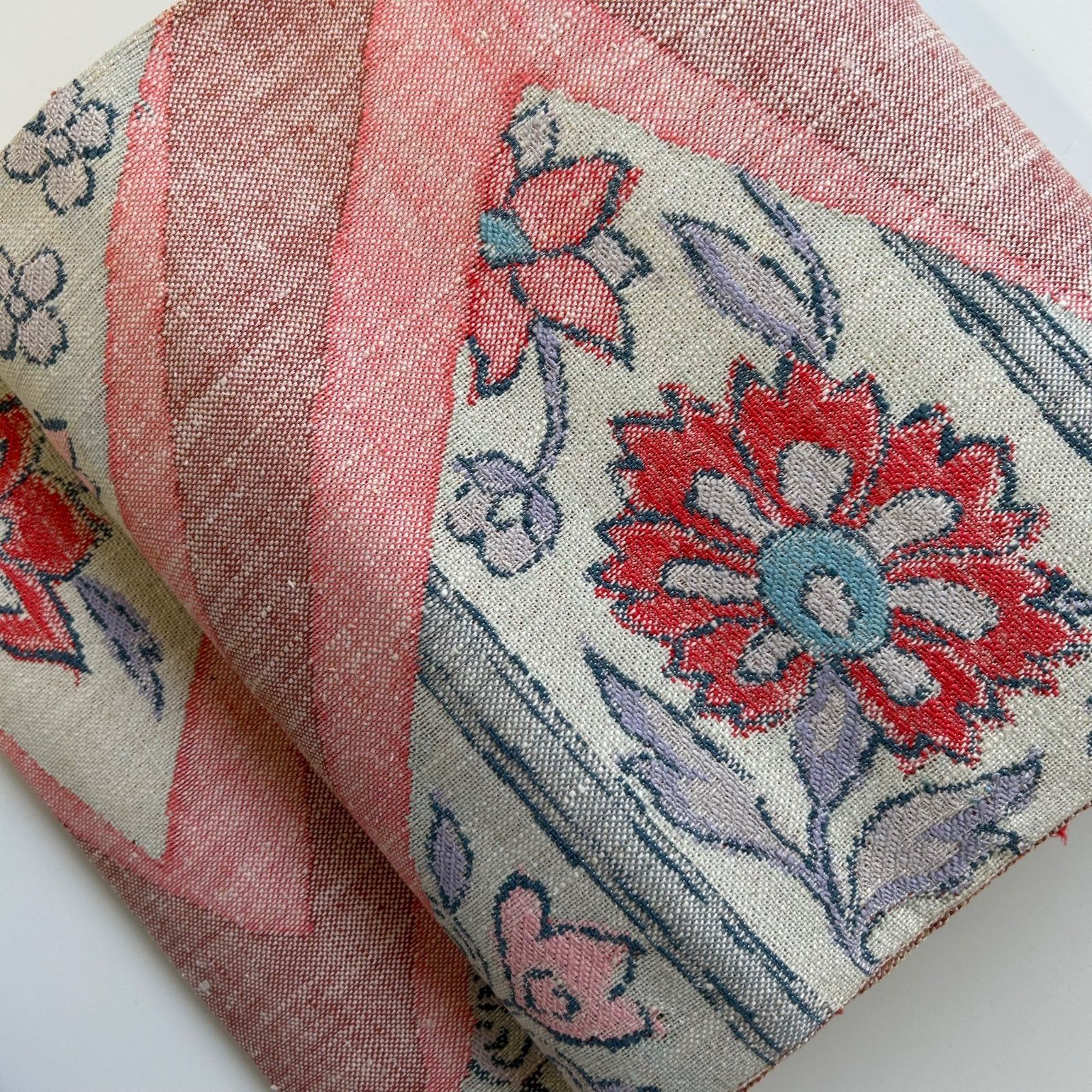 真綿紬 名古屋帯 正絹 織柄の花 八寸 MA-1436 - メルカリ