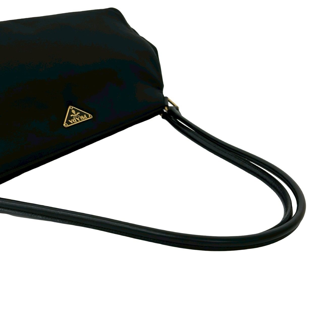 極 美品 PRADA プラダ 三角ロゴ 金具 ナイロン レザー 本革 トート