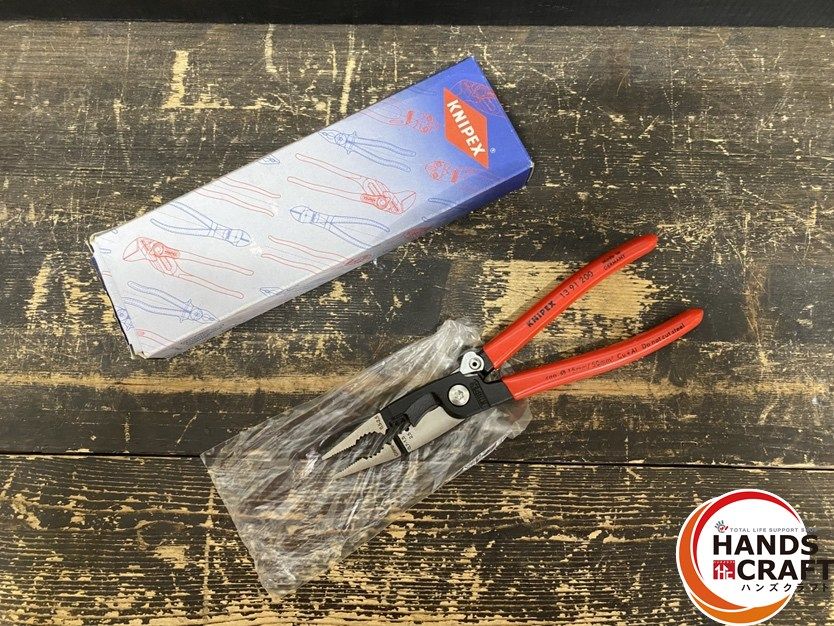 ●【保管未使用品】KNIPEX クニペックス 13-91-200 プライヤー 電気設備用マルチプライヤー 寸法:200×85×20mm ※外箱にイタミ有