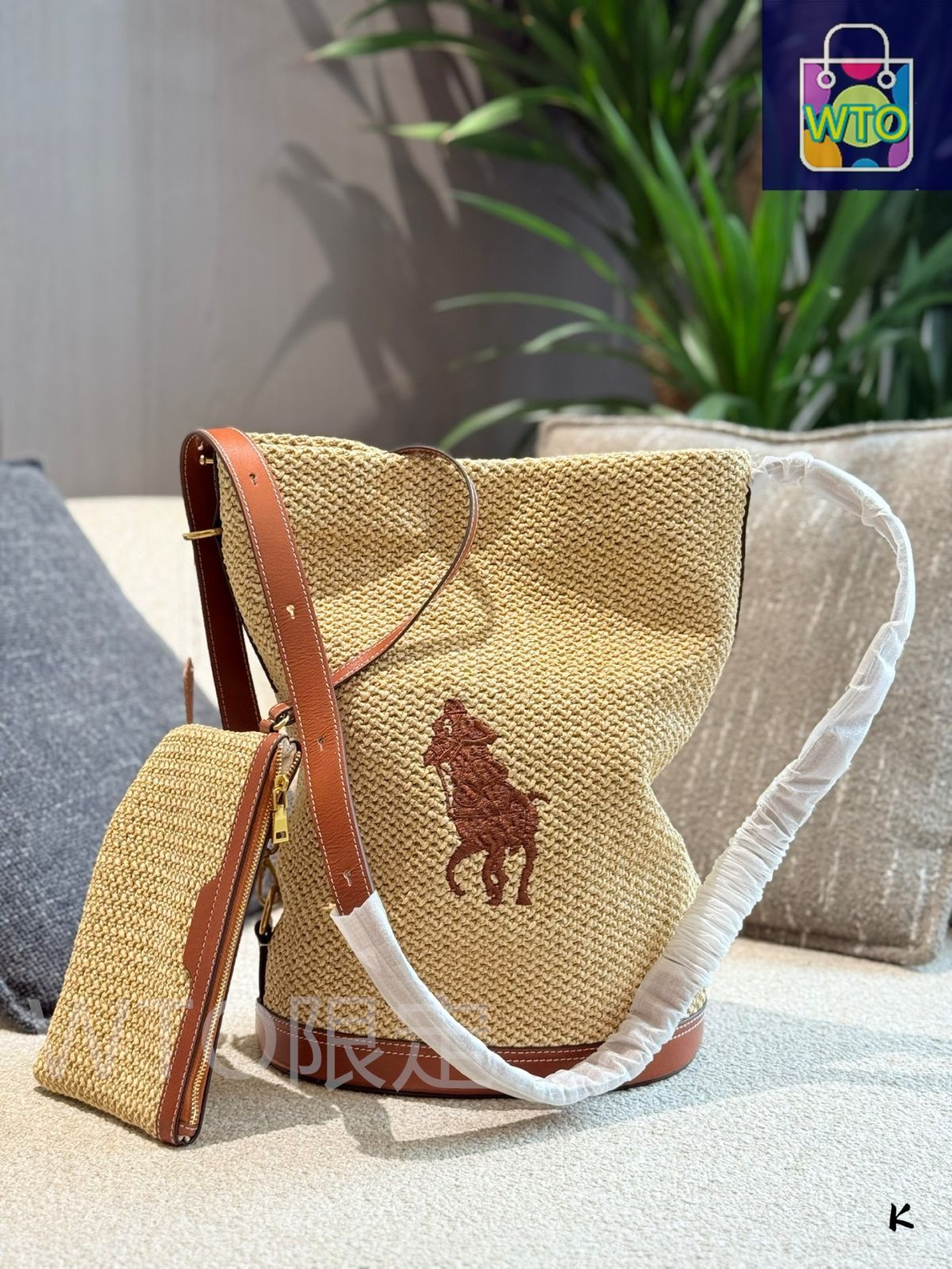 今日特価】Ralph Lauren Raffia Woven Bucket Bag / ラルフローレン