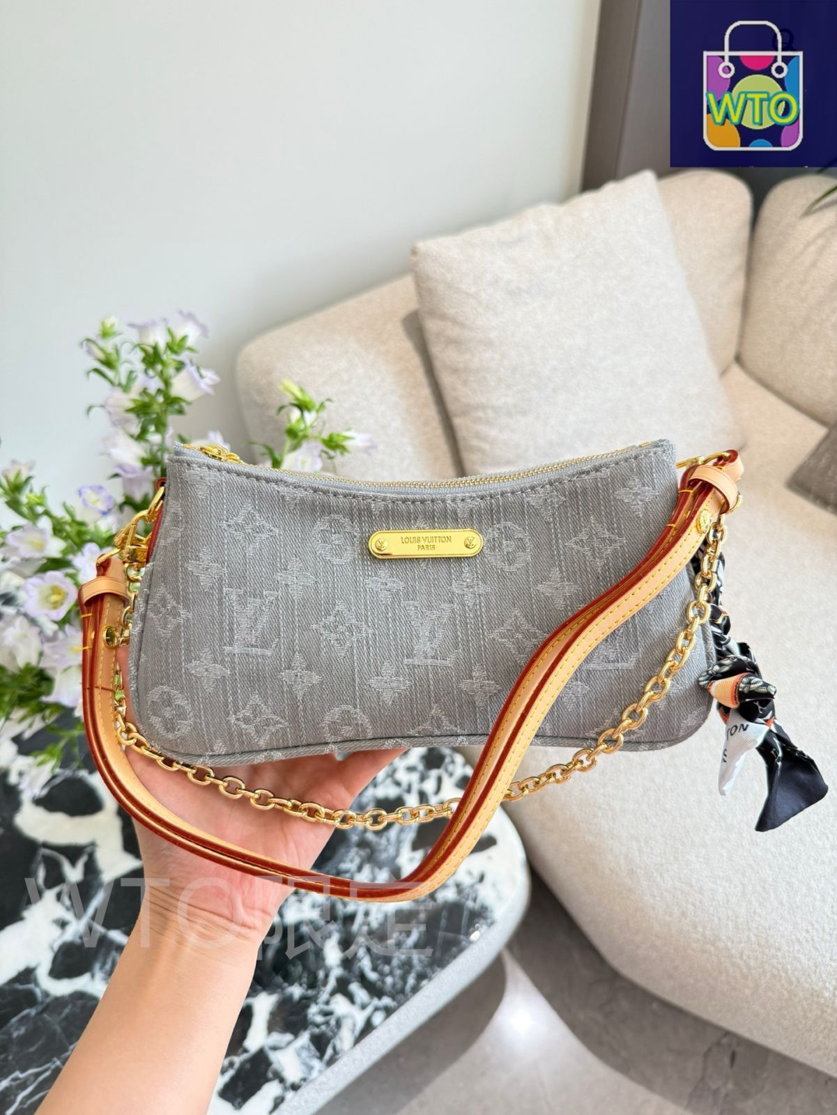 今日特価】LV Double Zipper Mahjong Bag [Denim Grey 25cm] | LV