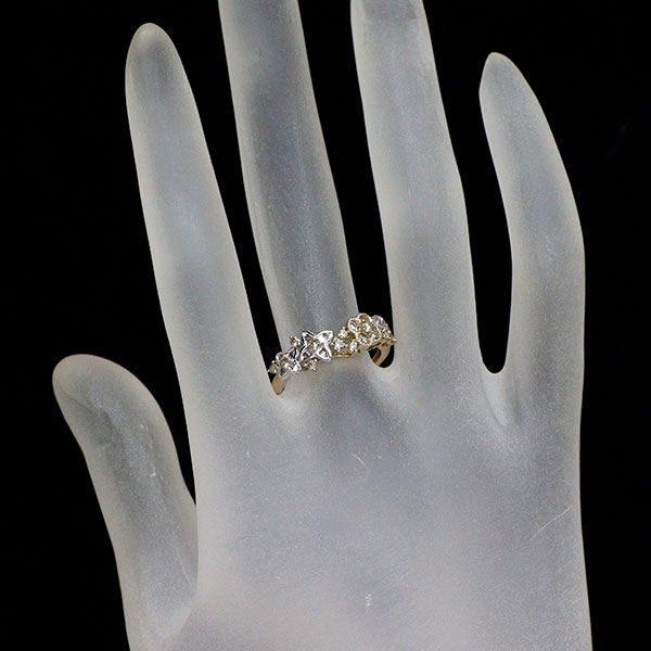 K18YG/WG ダイヤモンド リング 0.41ct フラワー - メルカリ