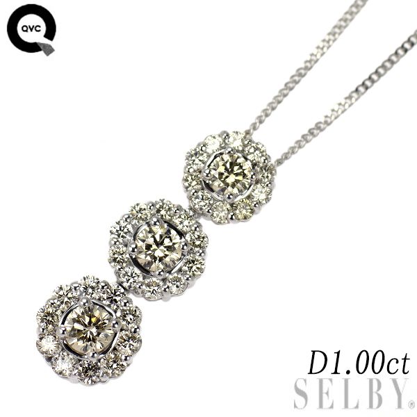 QVC K18WG ダイヤモンド ペンダントネックレス 1.00ct ブリラーレ