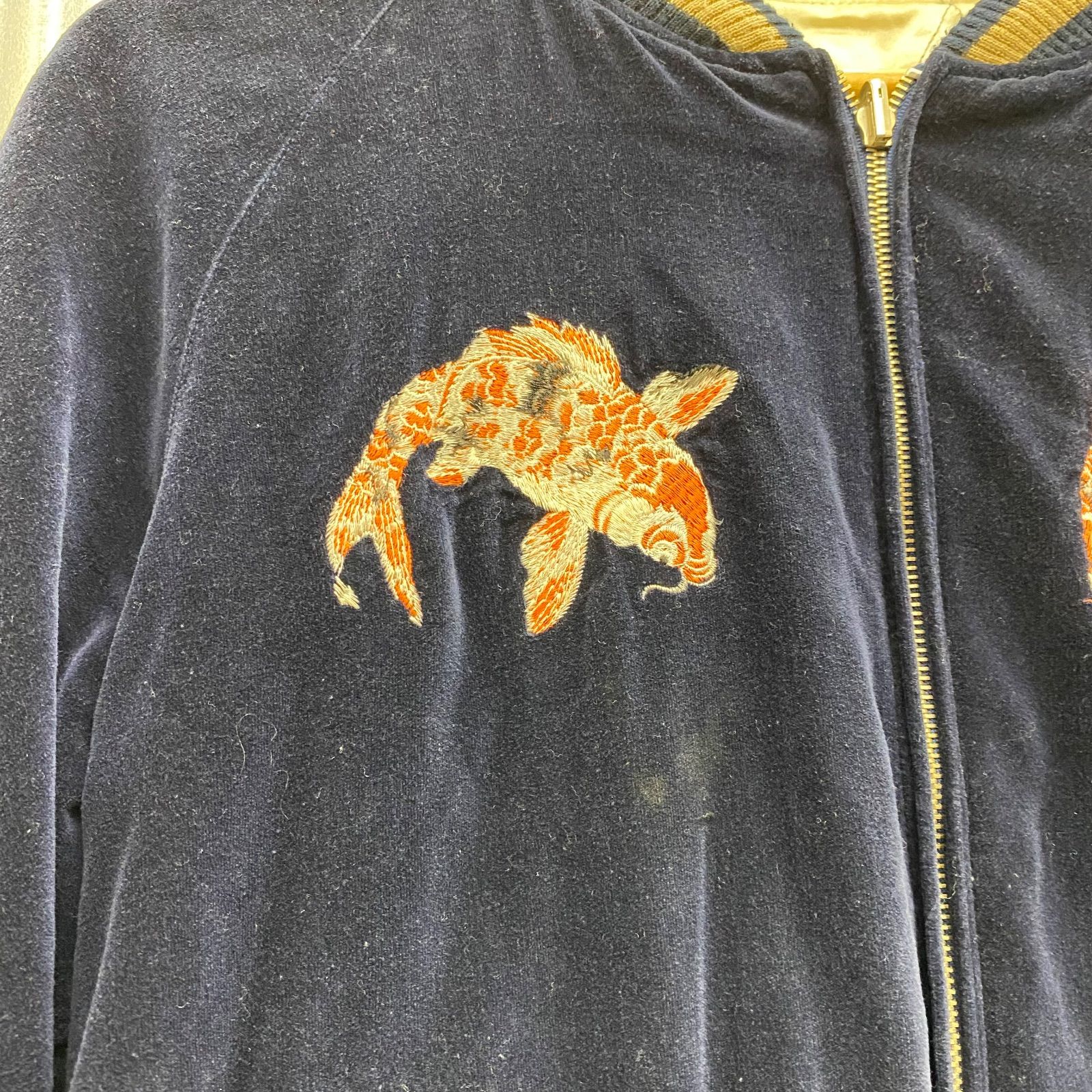 MF SHINS期 ドゥニーム スカジャン 鯉 鶏 藍染 刺繍 ベロア