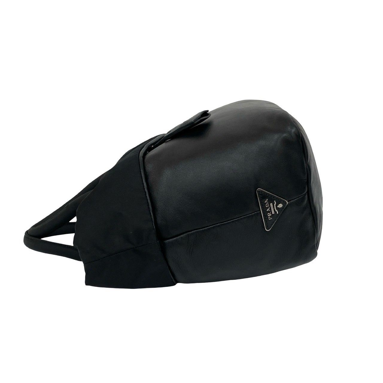 n41【極美品】プラダ　三角ロゴナイロン　レザー　ブラックトートバッグ肩掛け. 極 美品 PRADA プラダ 三角ロゴ 金具 ナイロン レザー 本革 2way