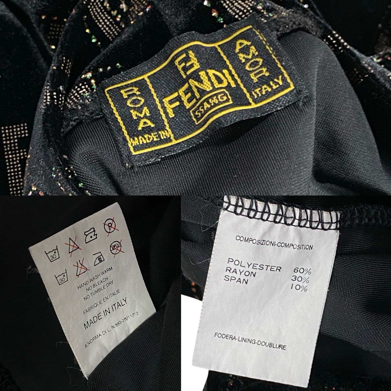 極 美品 FENDI フェンディ ズッキーノ FF 柄 ベロア ポリエステル