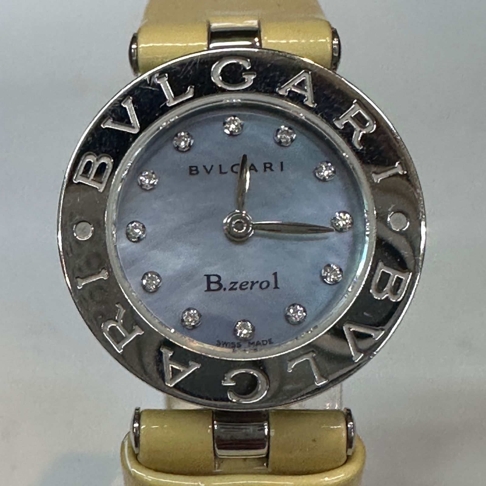 ○ BVLGARI ブルガリ ビーゼロワン BZ22S ダイヤ シェル 革ベルト