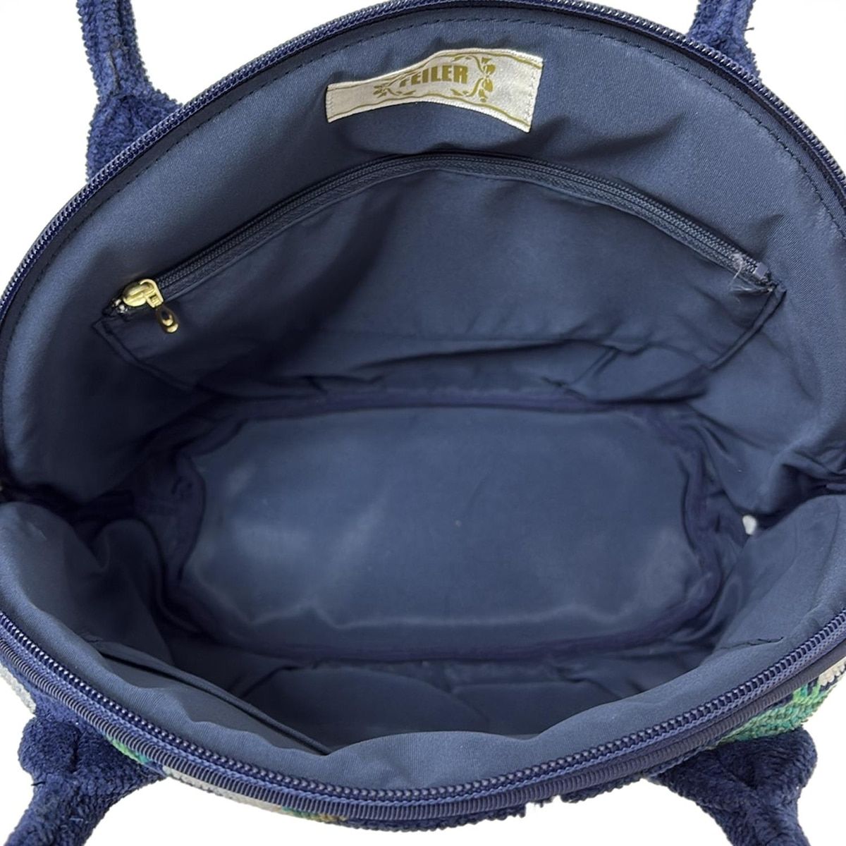 FEILER(フェイラー) ハンドバッグ - ネイビー×白×マルチ 花柄 - メルカリ