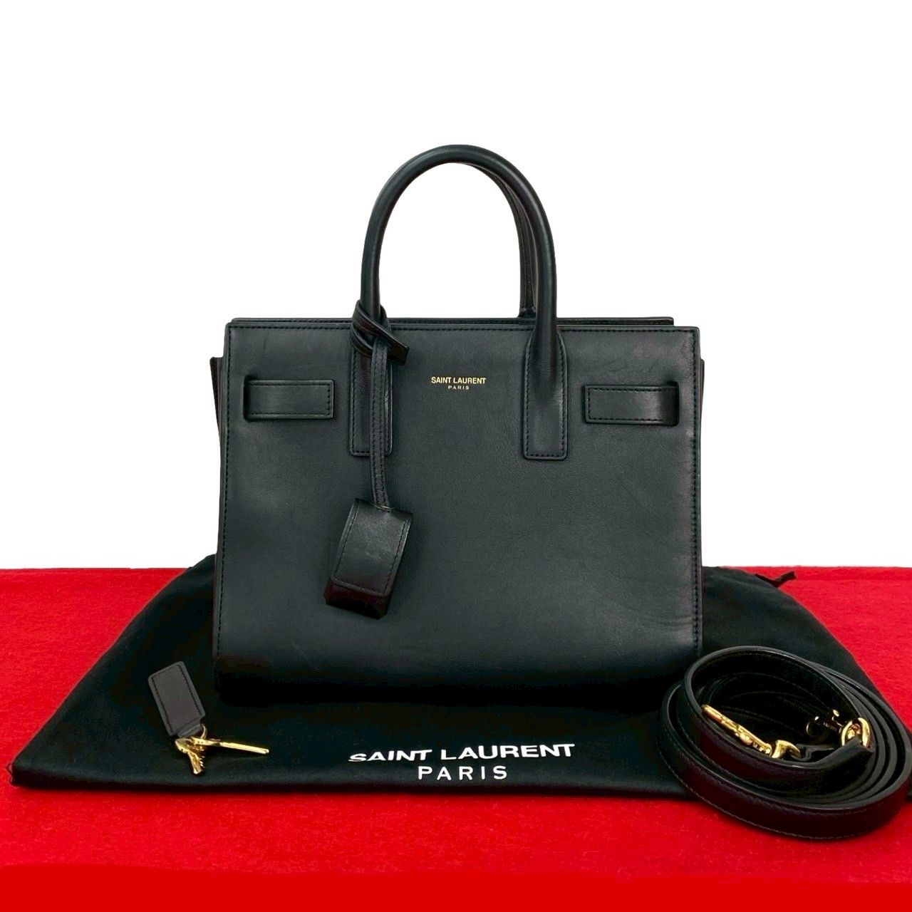 極 美品 袋 鍵付き SAINT LAURENT PARIS サンローランパリ サック ド 