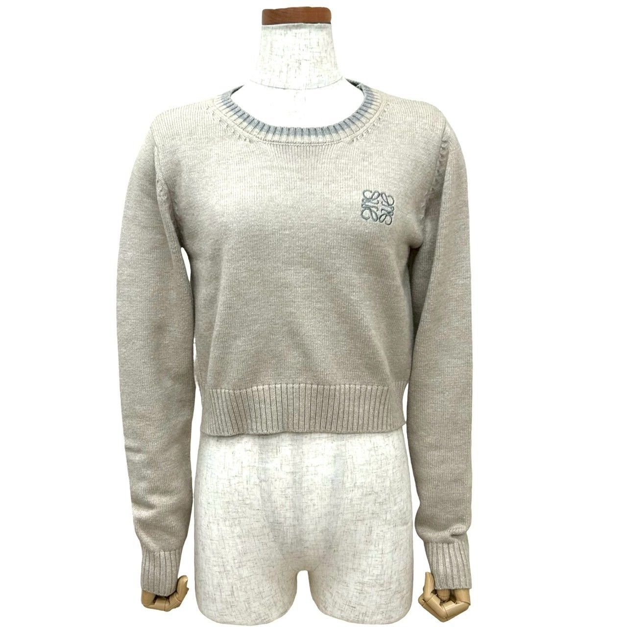 極 美品 LOEWE ロエベ アナグラム ロゴ 刺繍 ウール セーター ニット