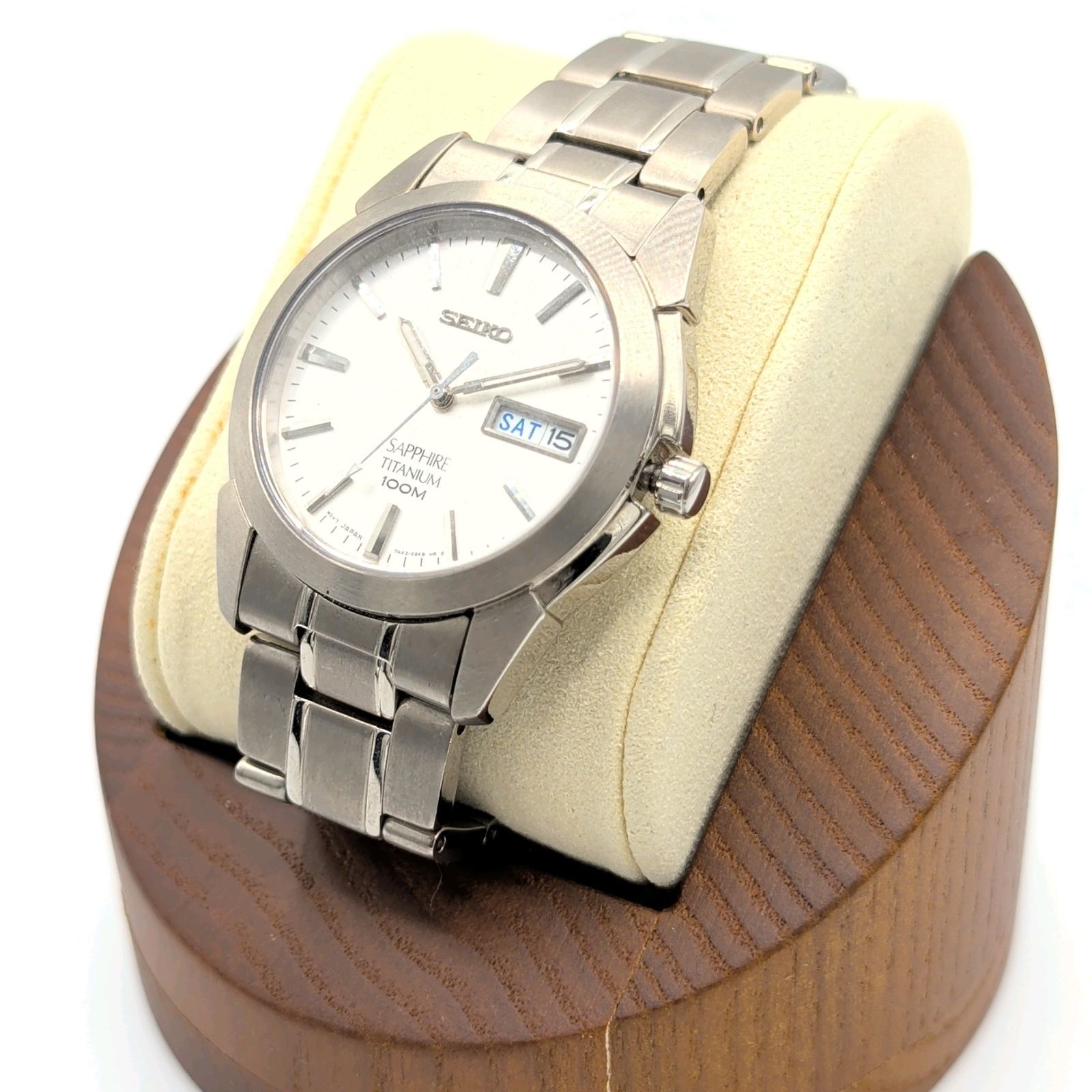 SEIKO SAPPHIRE TITANIUM 7N43-0AS0 Watch Quartz Men's Silver Day