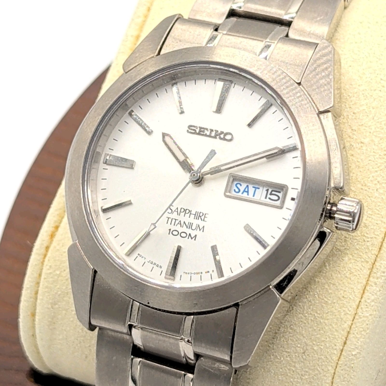 SEIKO SAPPHIRE TITANIUM 7N43-0AS0 Watch Quartz Men's Silver Day