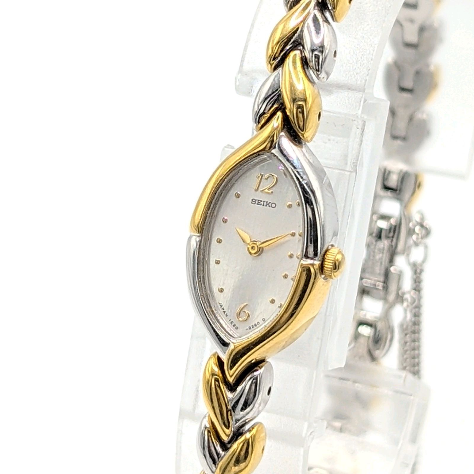 SEIKO 1E20-6330 Watch QZ Ladies shell Round Gold Silver Combi Y2K