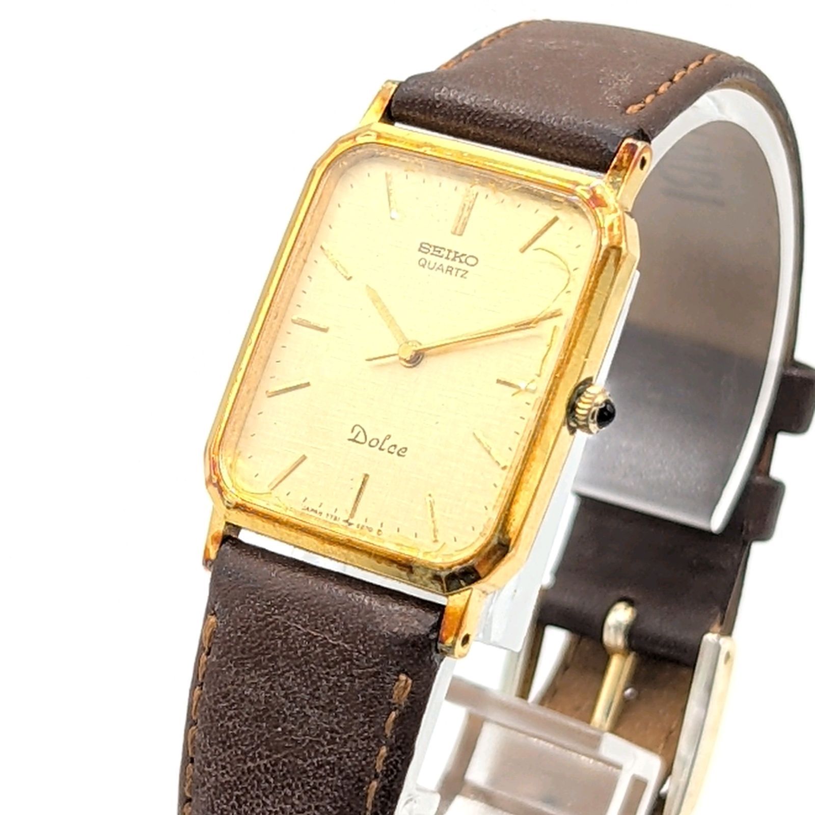 SEIKO Dolce 7731-5240 Watch Quartz Men's Square Gold dial Y2K 00S