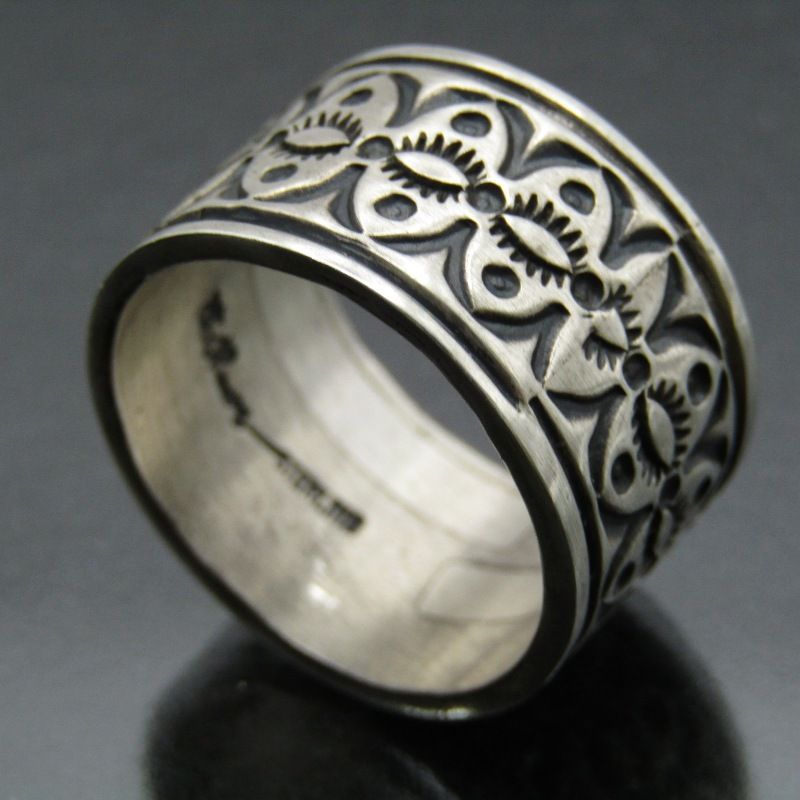 美品 Bo Reeves ナバホ族 リング スタンプワーク ボーリーブス メンズ