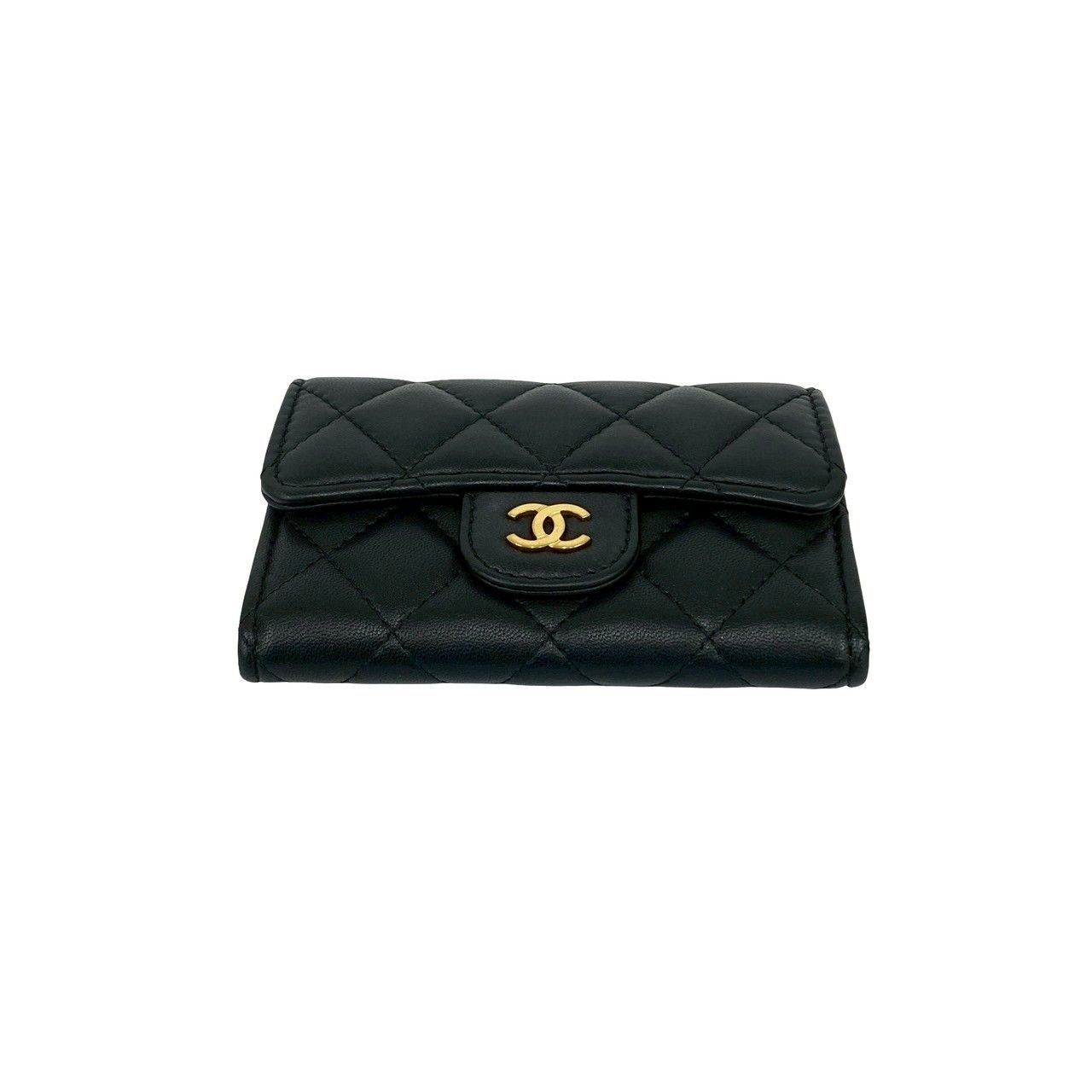 【美品】CHANEL シャネル 名刺入れ マトラッセ ブラック ラムスキン CHANEL 送料無料 シャネル マトラッセ カードケース 名刺入れ