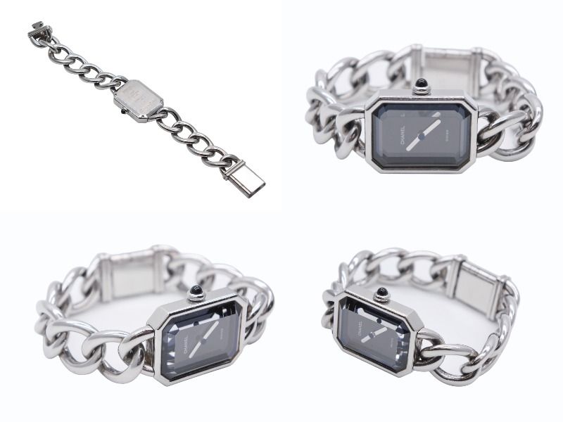 CHANEL シャネル PREMIERE M プルミエール M 腕時計 H0452 黒文字盤 クォーツ シルバー ステンレス 美品 中古 4b009490 CHANEL シャネル PREMIERE M プルミエール M 腕時計 H0452 黒文字盤