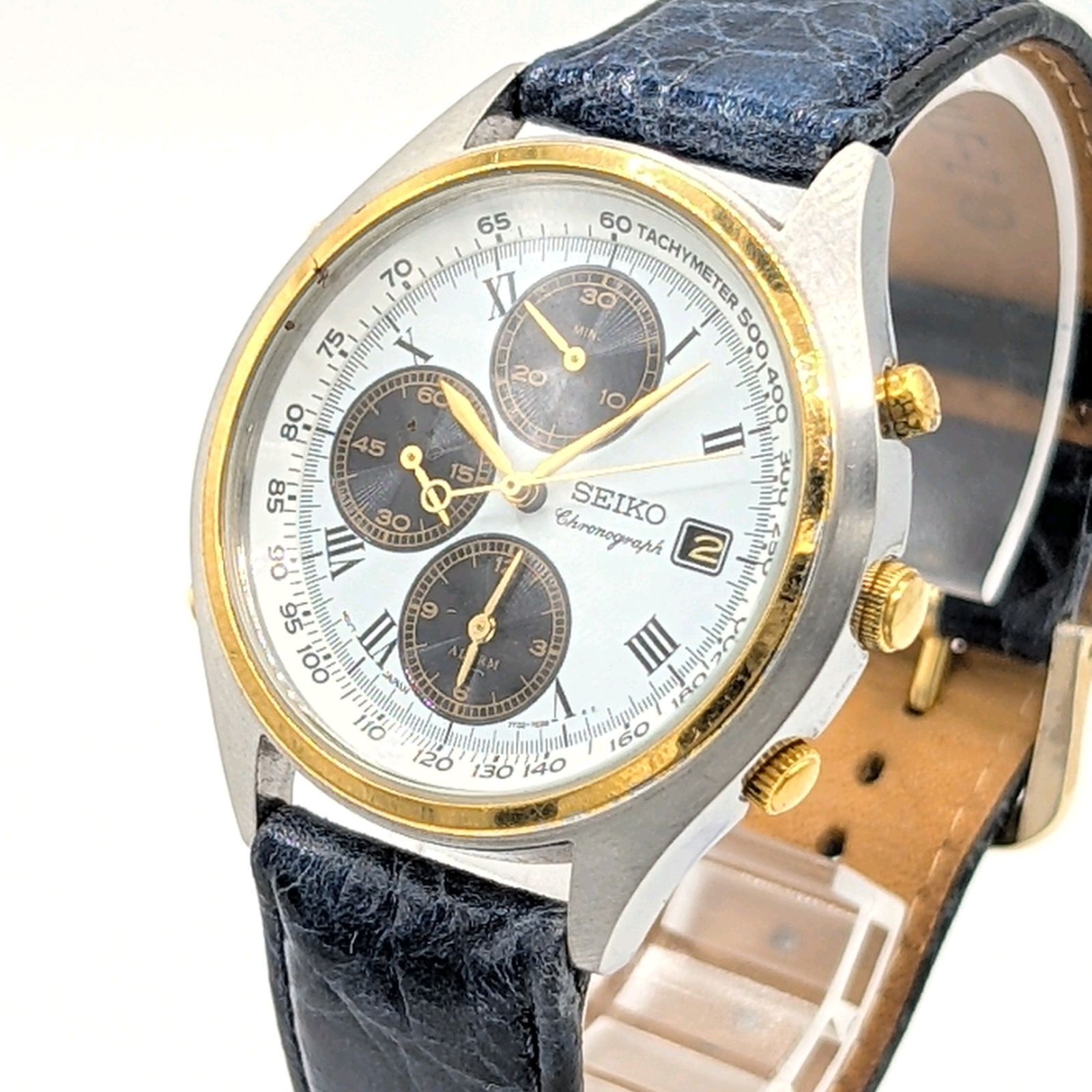 セイコー　クロノグラフ　メンズ　7T32-7C60 クォーツ SEIKO 7T32-7C60 Watch Men's Quartz Round Gold Y2K 00S Chronograph