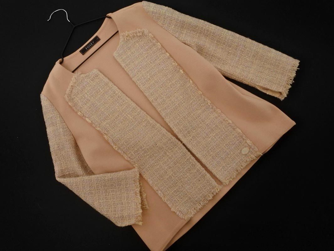 FOXEY ノーカラージャケット 38 ベージュ・ピンク　新品同様　38 8009002081095_1.jpg?v=