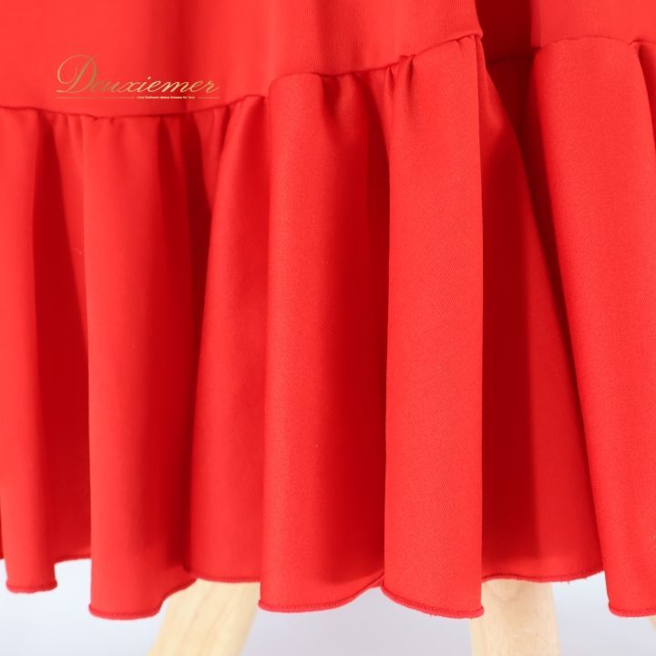 フラメンコ 衣装 ファルダ スカート 無地 赤 ボランテ フリル レッスン