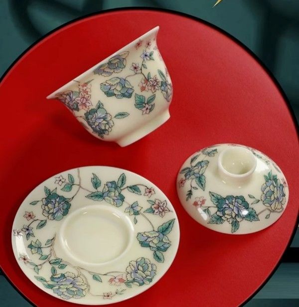 新品】中国茶器 茶花三才蓋碗 茶碗 煎茶器 茶道具 - メルカリ