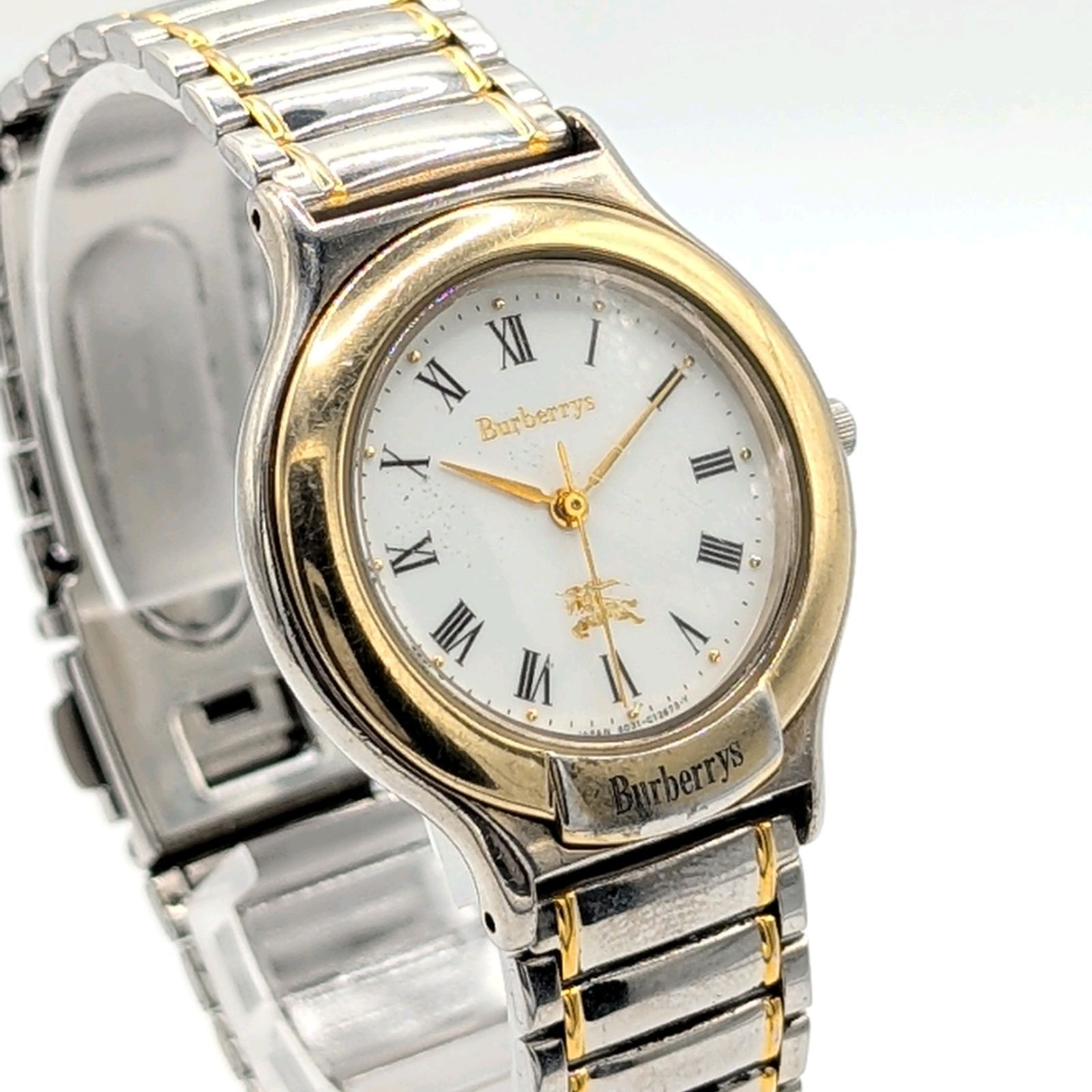 美品 稼働 Burberrys レディース ゴールド 正規尾錠 ヴィンテージ Burberry Watch Ladies Quartz Round Silver Gold Combi Y2K 00S