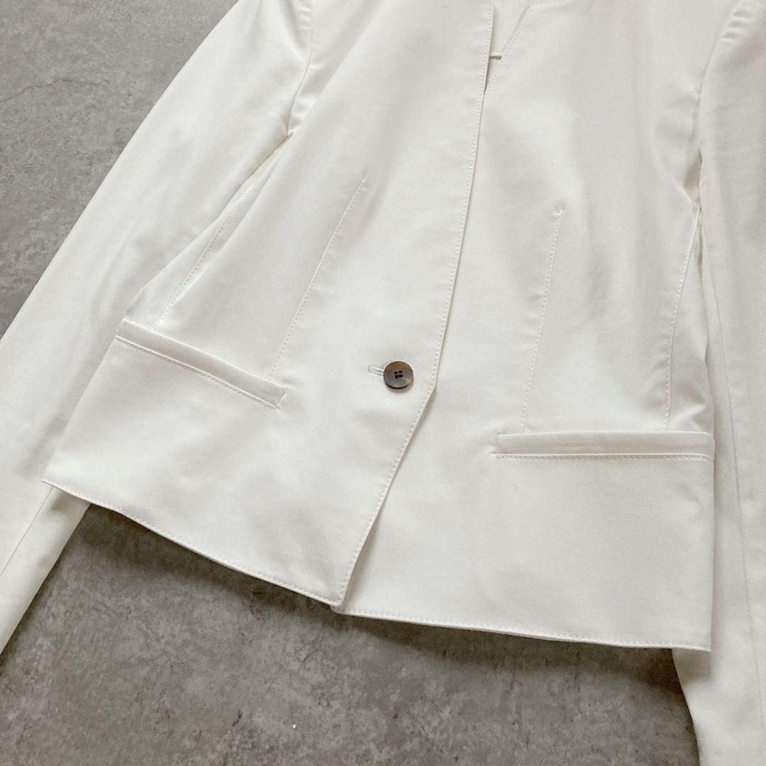 洗える エポカ ノーカラージャケット 春夏 リネン混 ストレッチ