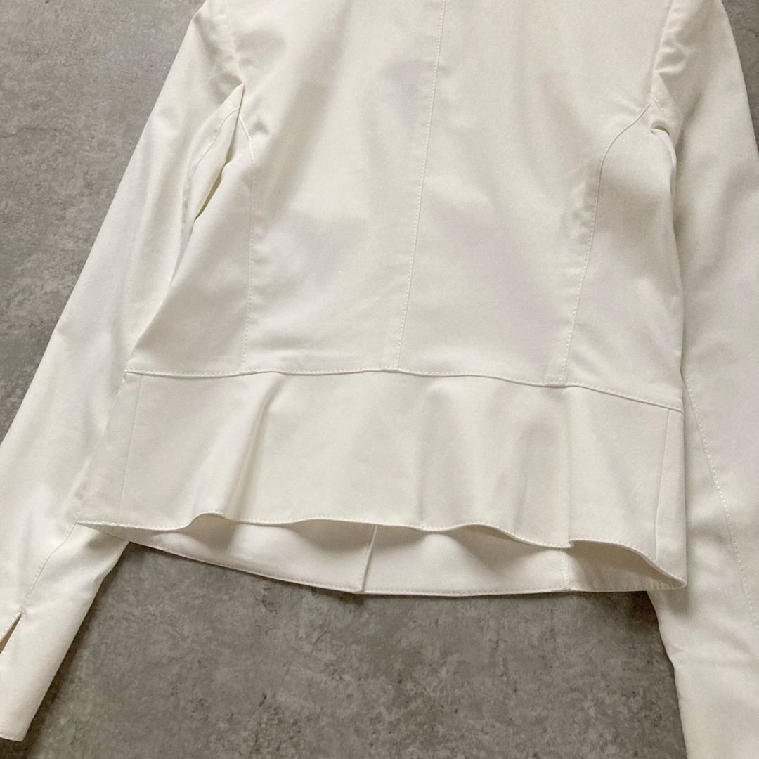 EPOCA - *洗える エポカ ノーカラージャケット 春夏 リネン混 ストレッチ ホワイト 洗える エポカ ノーカラージャケット 春夏 リネン混 ストレッチ