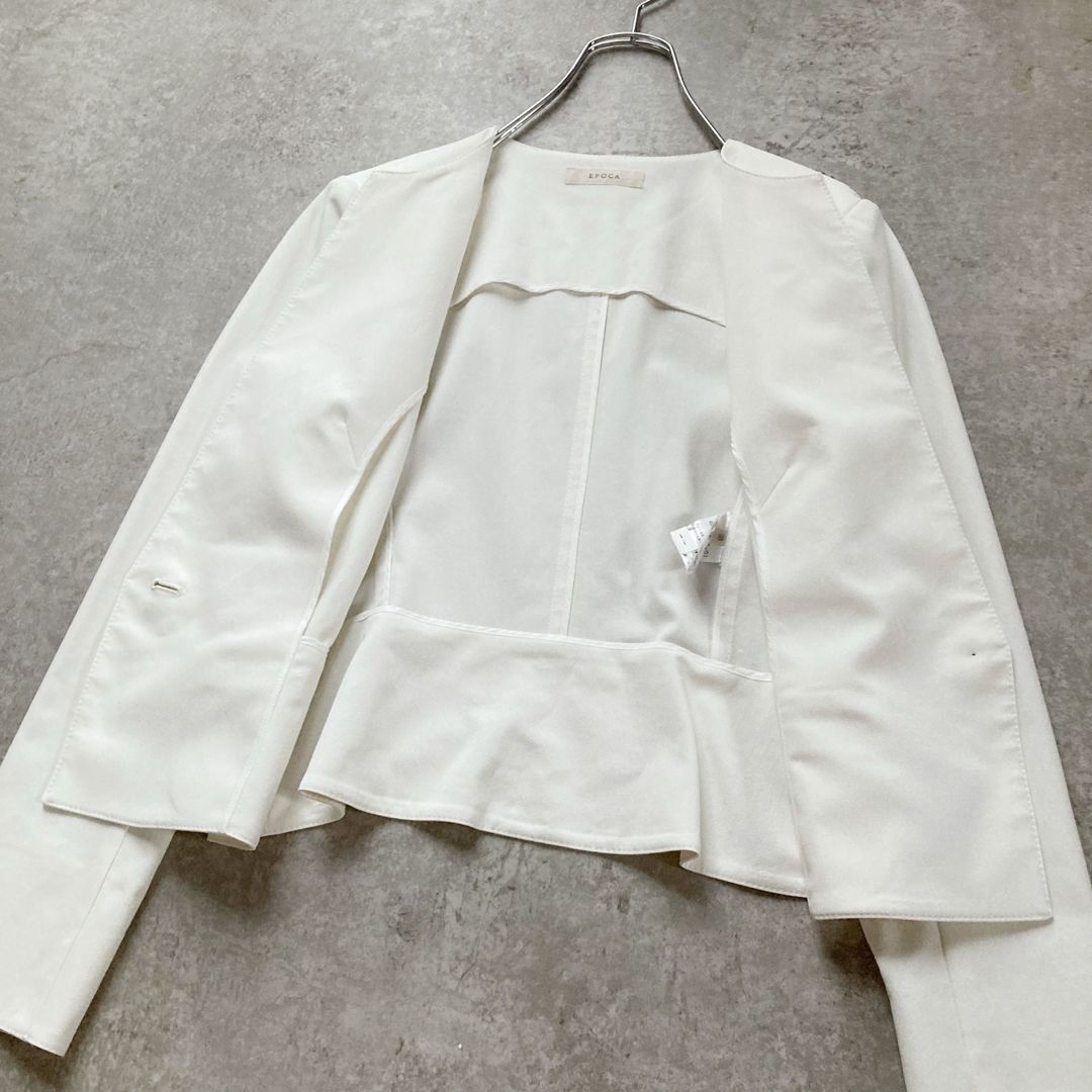 洗える エポカ ノーカラージャケット 春夏 リネン混 ストレッチ