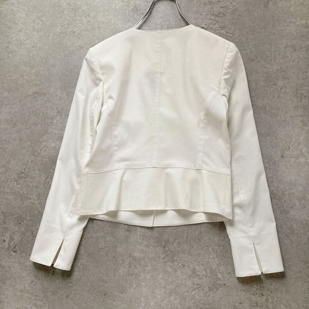 洗える エポカ ノーカラージャケット 春夏 リネン混 ストレッチ