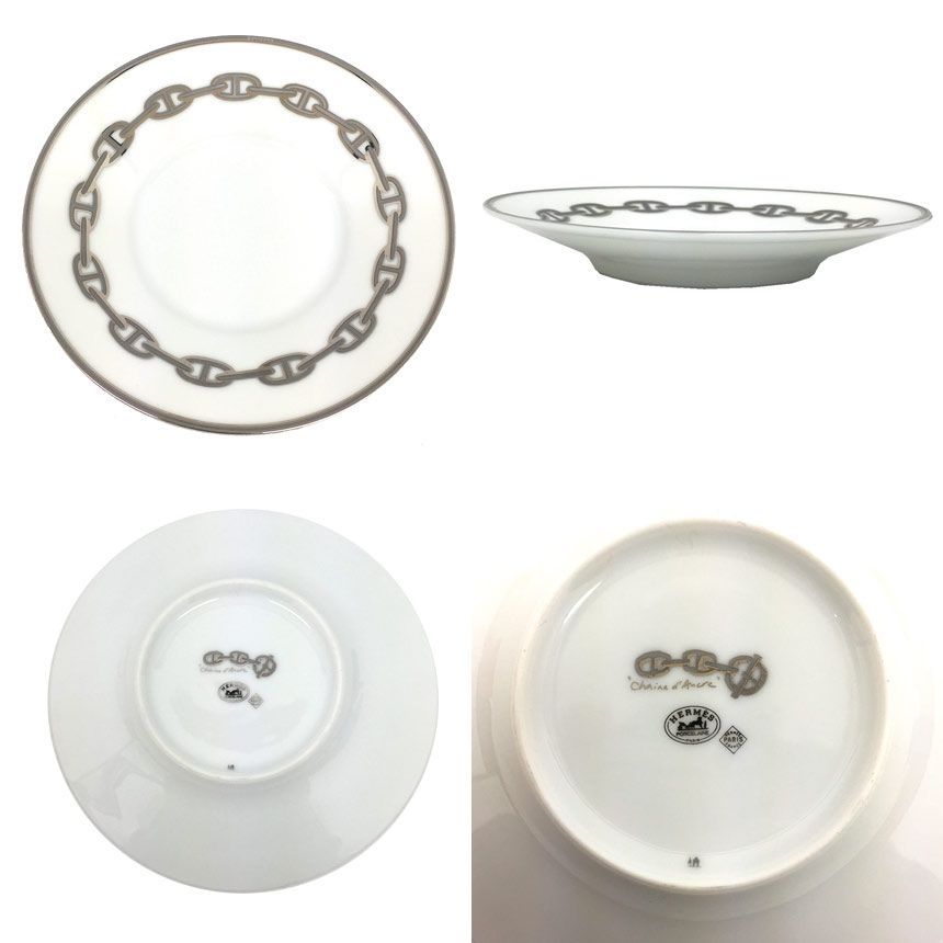 HERMES エルメス シェーヌダンクル プラチナ ティーカップ＆ソーサー 1