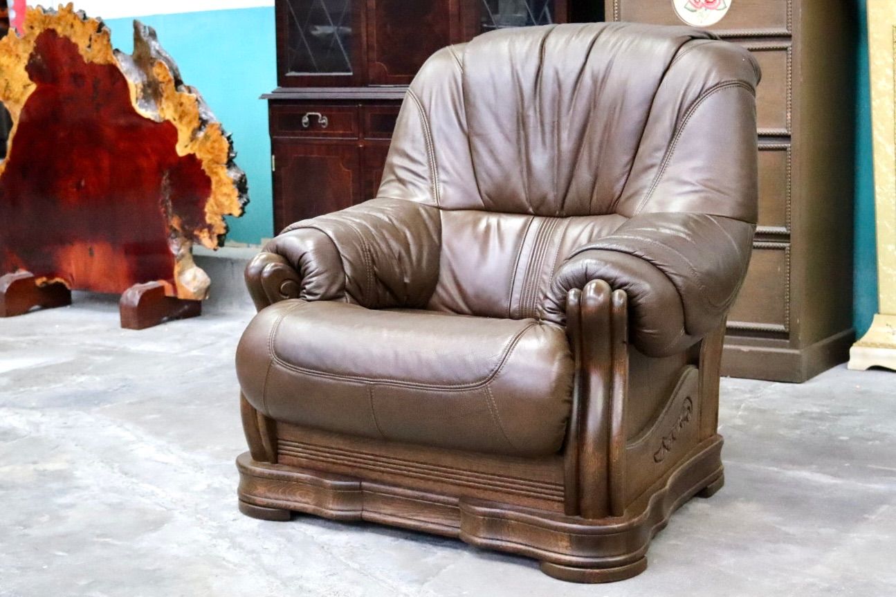美品　オランダ製　ダッチカントリー　オーク　シングルソファ　一人掛け　1P　B GMIK622A○オランダ製 ダッチカントリー 1人掛けソファ シングルソファ