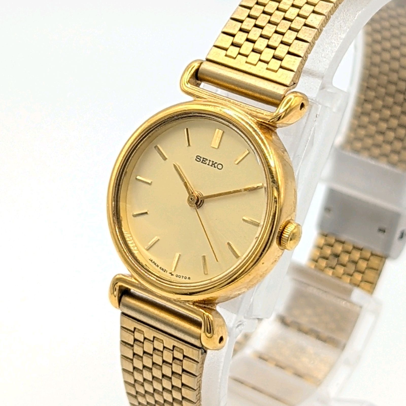 SEIKO 4N21-0052 Watch Ladies Quartz Round Gold Y2K 00S Vintage Not 