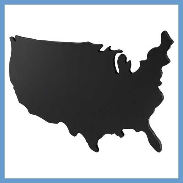 アメリカシルエットの壁掛けブラックボード Ｌ W 120×D 2.5×H 73.5 cm No.594