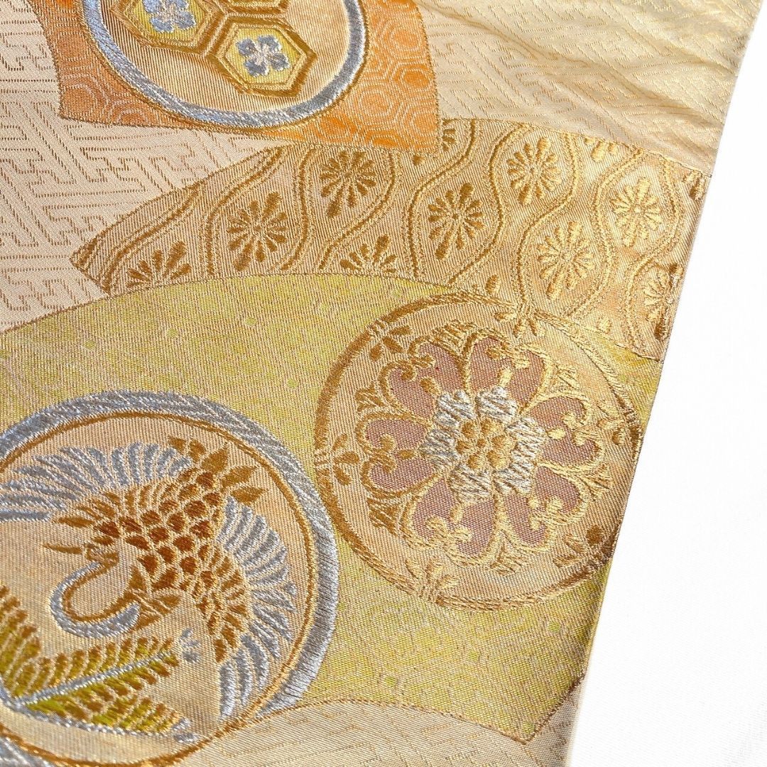 袋帯 扇 紗綾形 華紋 鳳凰紋 花菱 金糸 着物 114b p ms - メルカリ