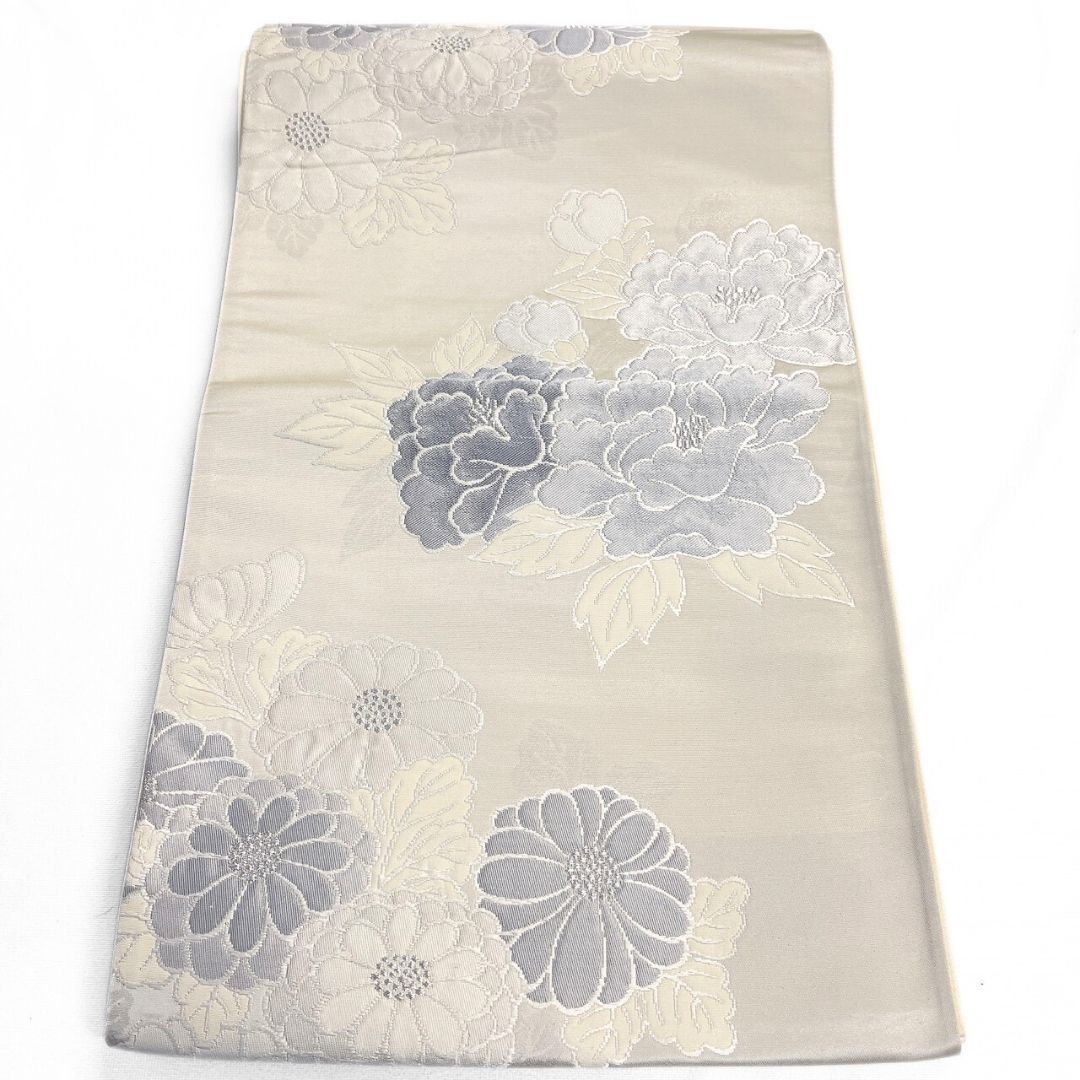 袋帯　市松模様　花紋　花菱　菊菱　金糸　銀糸　着物　042a p 袋帯 市松模様 花紋 花菱 菊菱 金糸 銀糸 着物 042a p