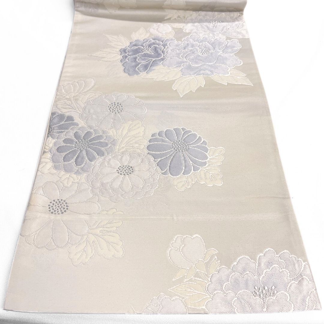 袋帯　市松模様　花紋　花菱　菊菱　金糸　銀糸　着物　042a p 袋帯 市松模様 花紋 花菱 菊菱 金糸 銀糸 着物 042a p