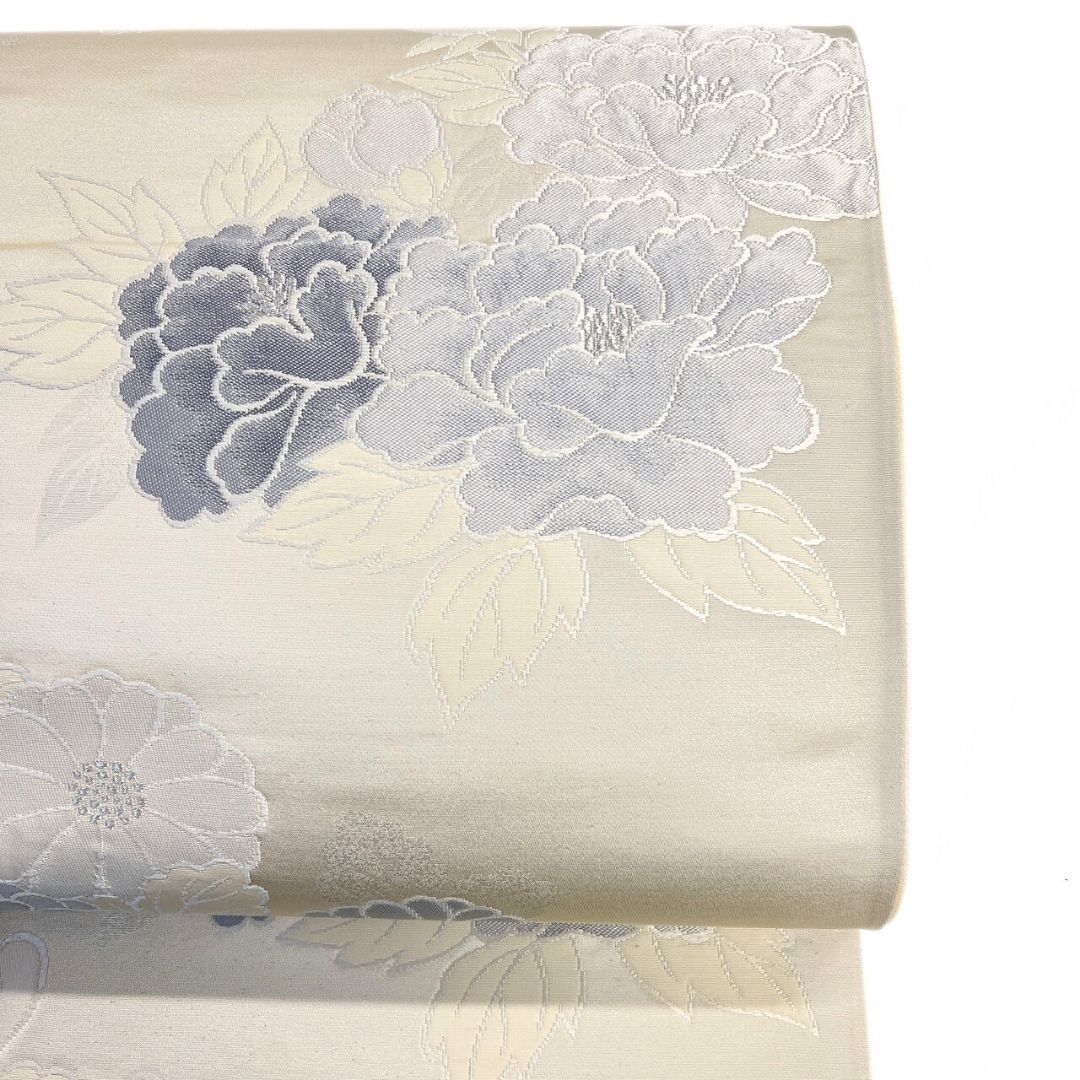 袋帯 菊花 牡丹 花模様 銀糸 着物 114b p ms - メルカリ